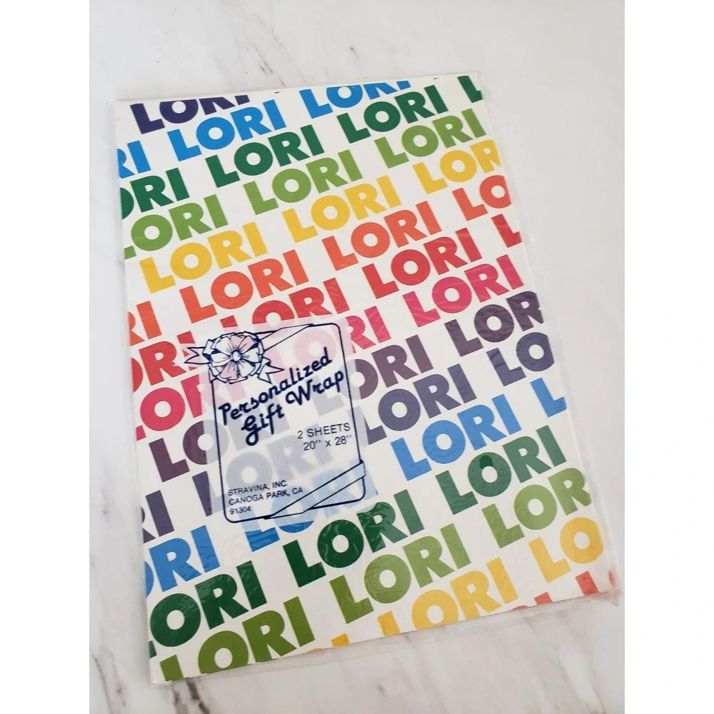 LORI Vintage Stravina Personalized Gift‎ Wrap Wrapping Paper Name RAINBOW gift